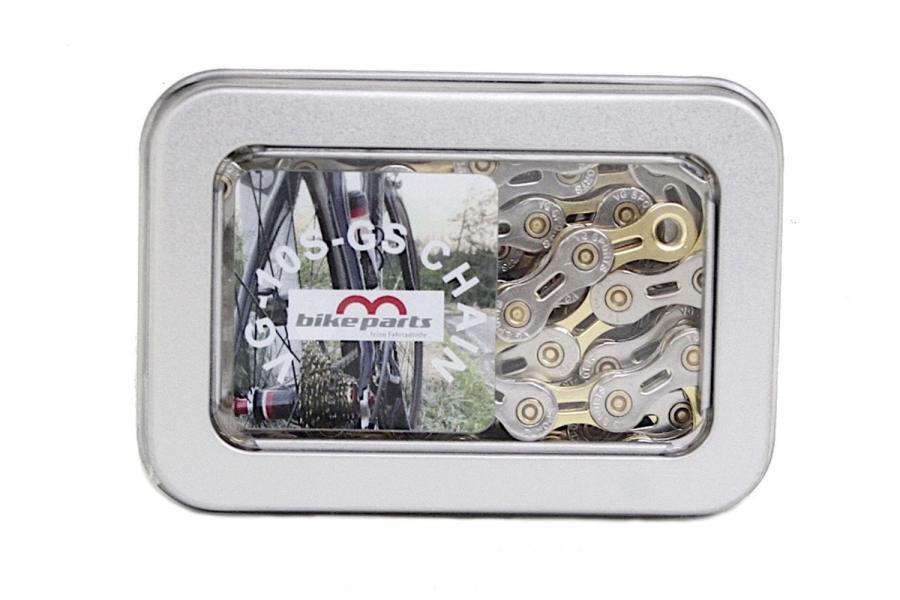 Cadena 9/ 10/ 11-velocidad oro plata - Cadena de bicicleta, cadena de cambio para desviador 9, 10, 11S.