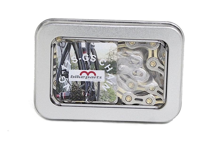 Cadena 9/ 10/ 11-velocidad oro plata - Cadena de bicicleta, cadena de cambio para desviador 9, 10, 11S.